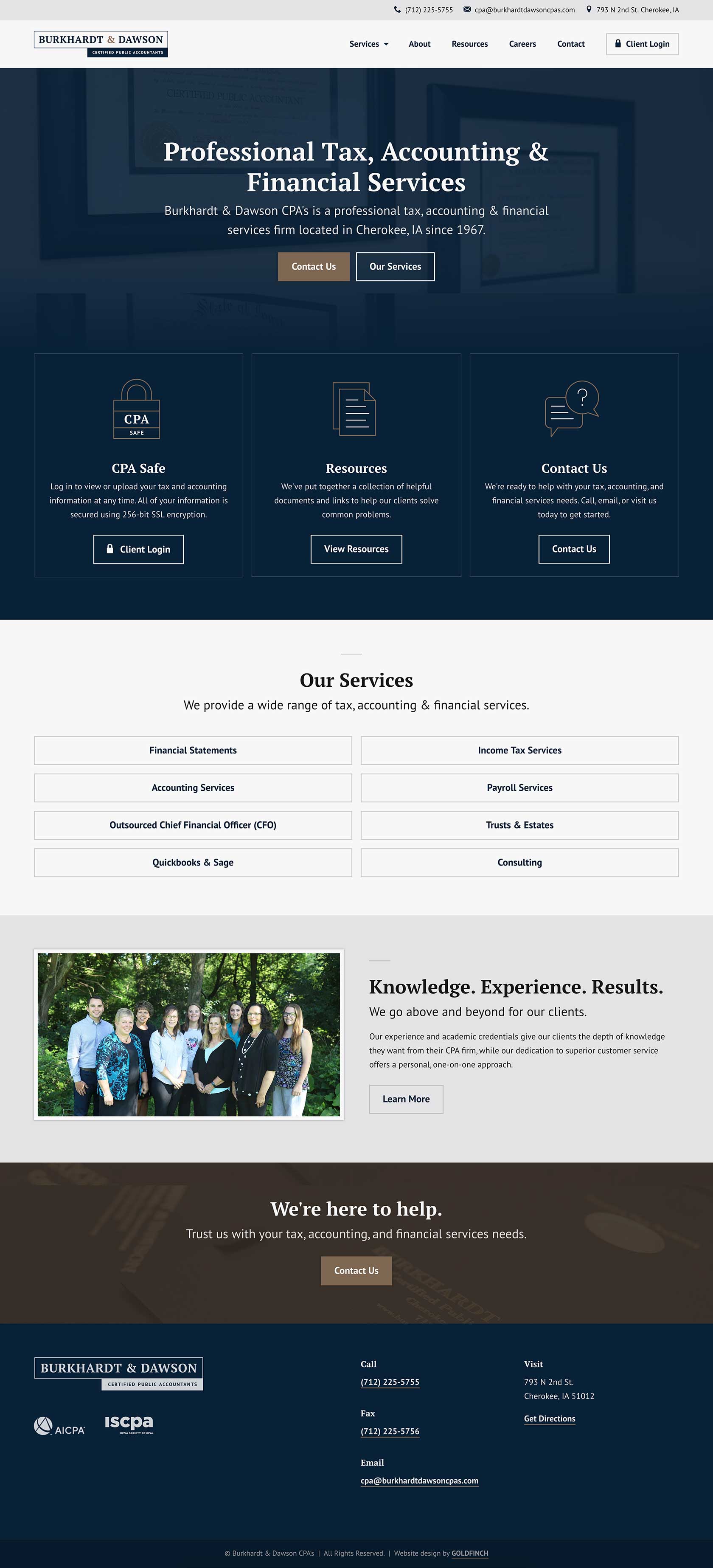 Burkhardt & Dawson CPA's Home Page Web Design